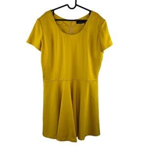 NWOT Amanda Uprichard x GB. Yellow Short Sleeve Fit & Flare Ponte Dress Size 2X